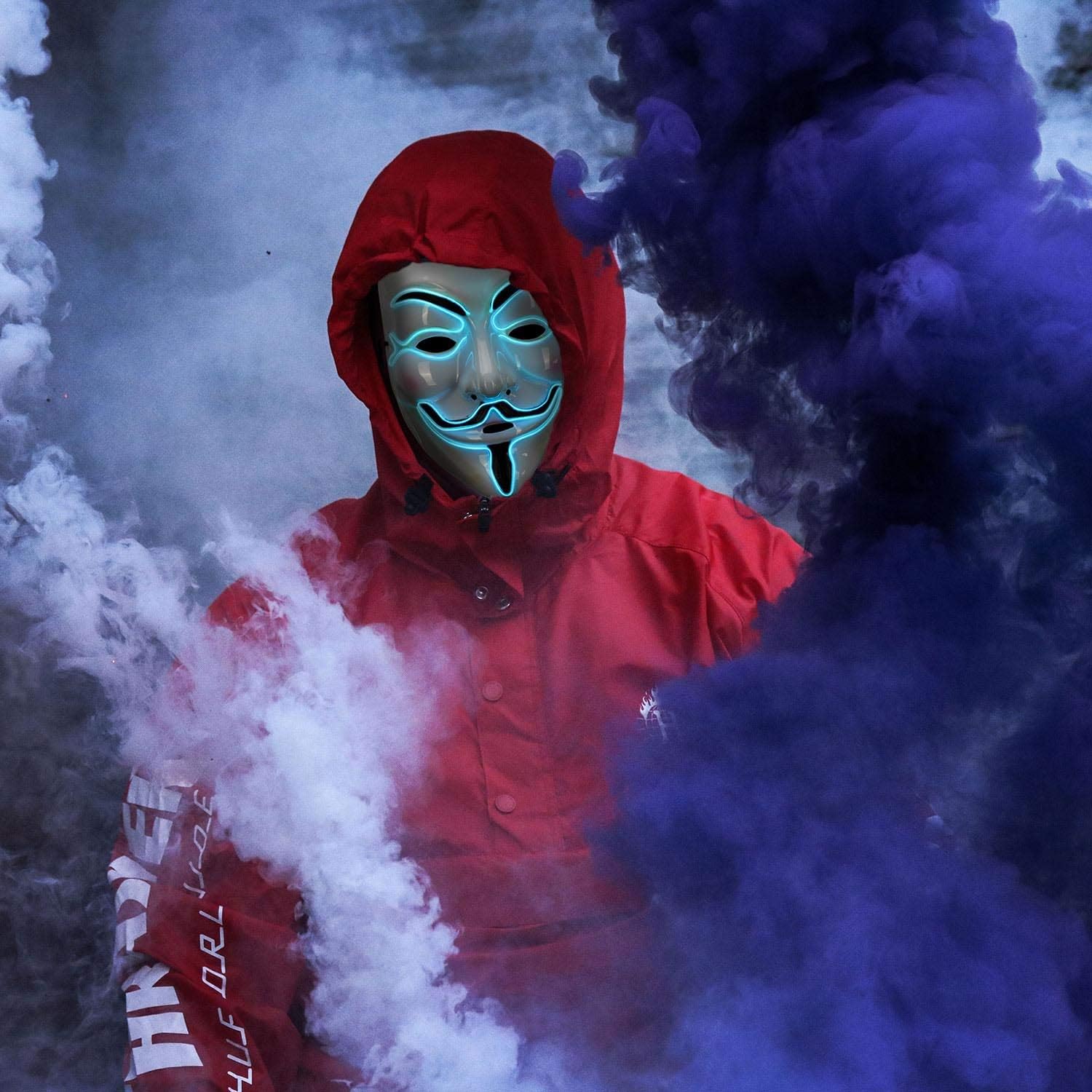 LED Anonymous Maske - Leuchtende Guy Fawkes V für Vendetta Maske