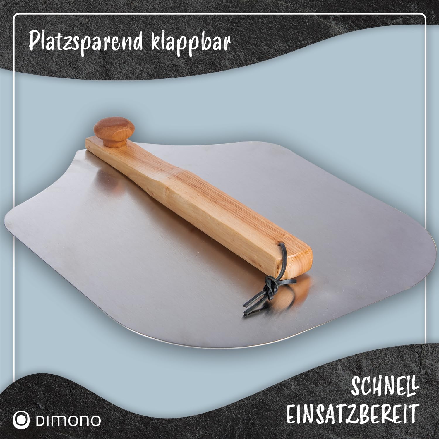 Klappbare Pizzaschaufel mit Holzgriff & Aluminium-Schaufel
