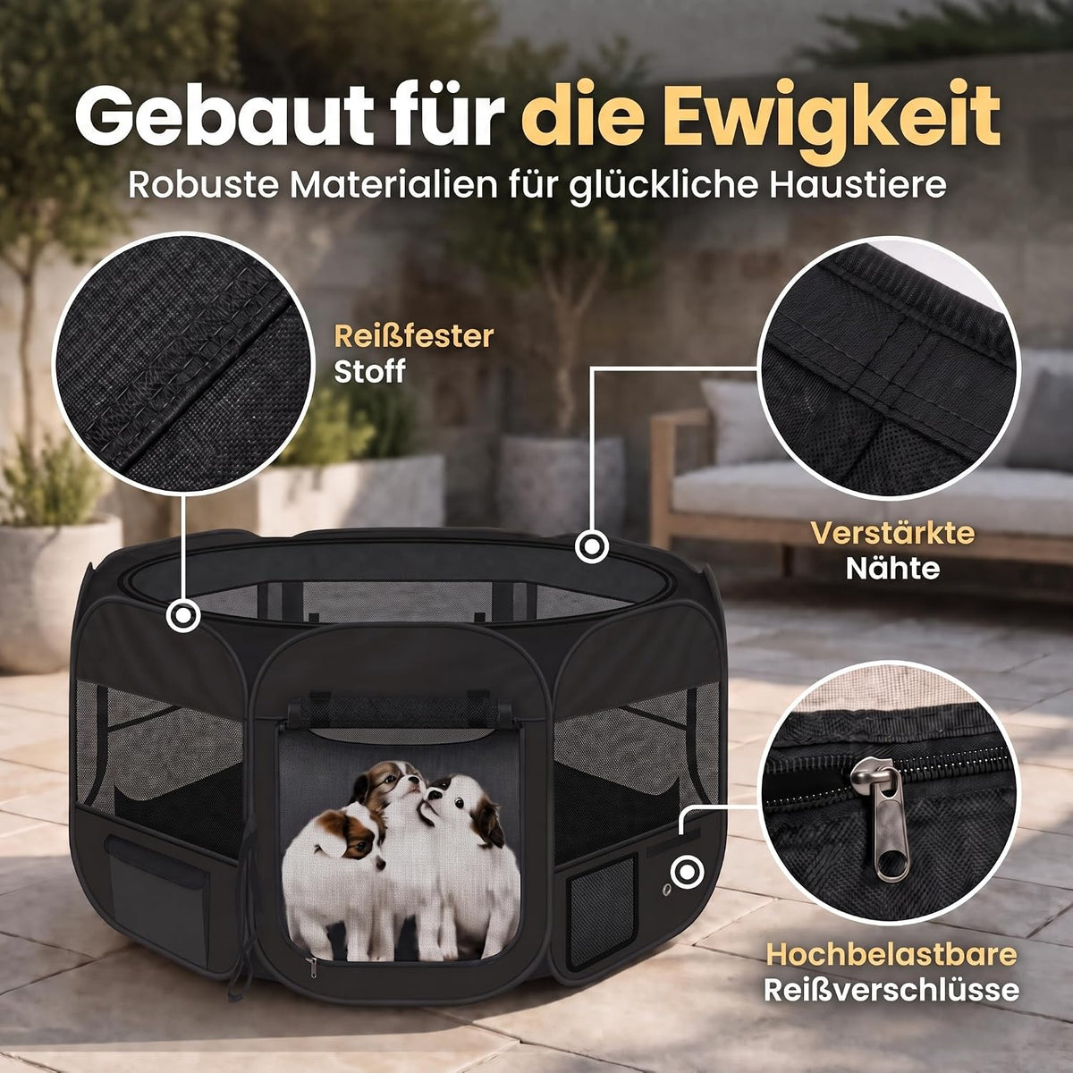 XXL Welpenlaufstall - Faltbares Hundegehege für Innen & Außen