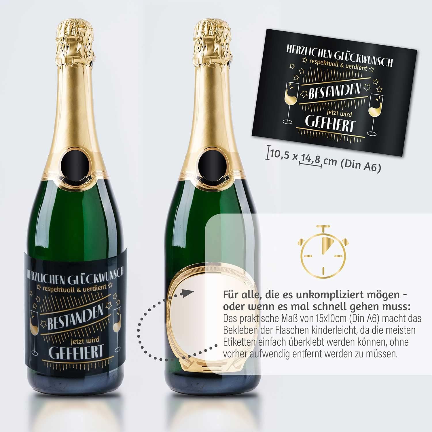 3x Flaschenetikett Verdient Bestanden – Geschenk für Prüfungen