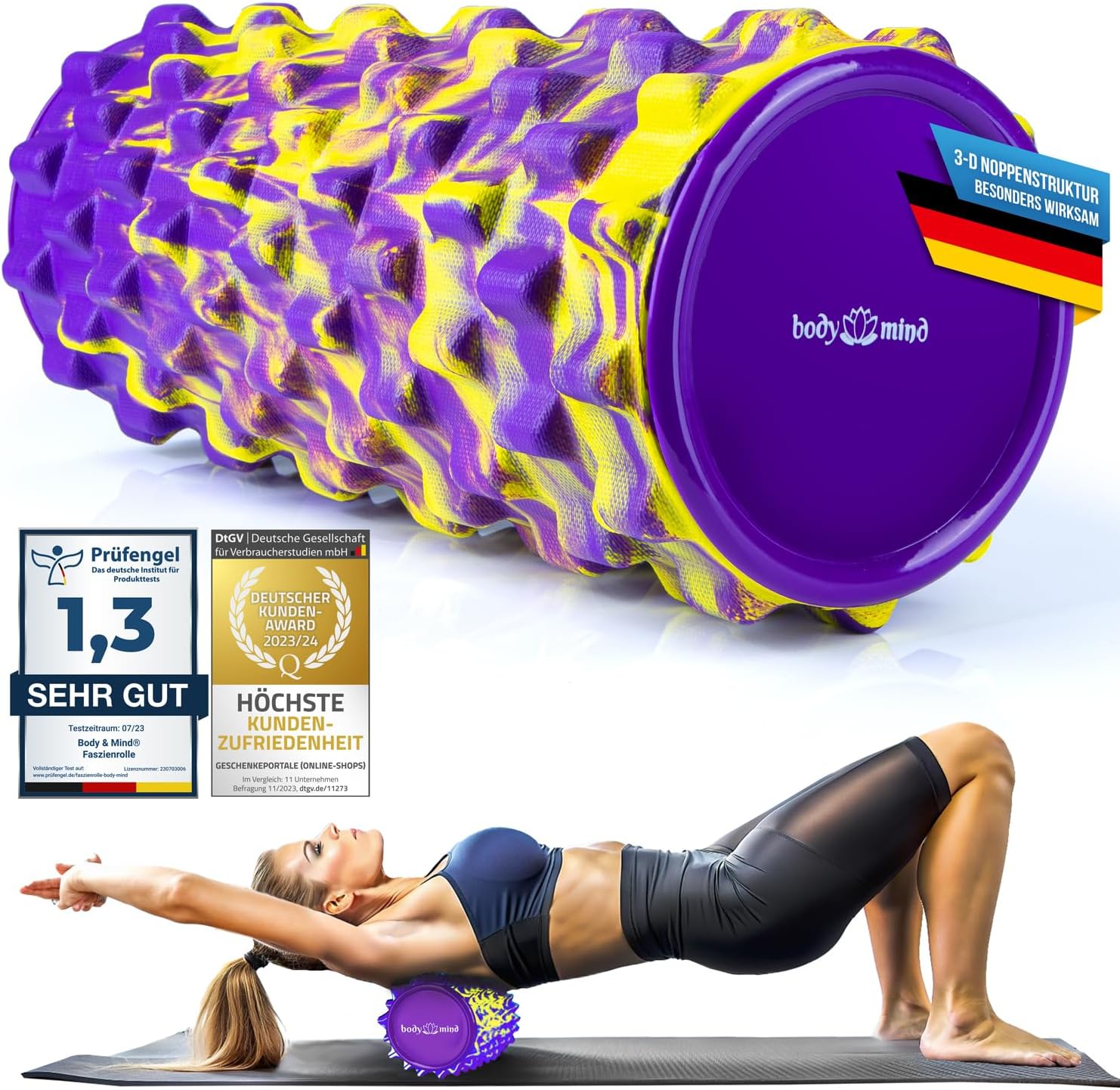 Body & Mind Faszienrolle – Massage-Rolle für Faszientraining