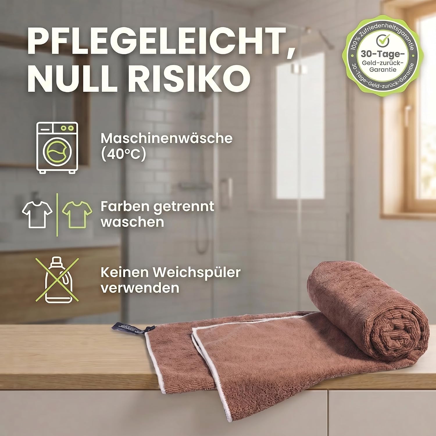 Mikrofaser Reisehandtuch Braun 80x40 cm - Schnelltrocknend & Kompakt