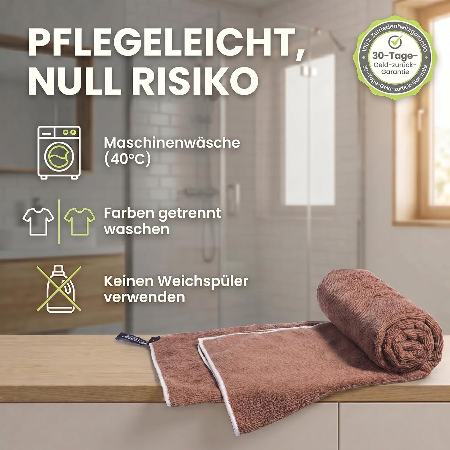 Mikrofaser Reisehandtuch Braun 80x40 cm - Schnelltrocknend & Kompakt