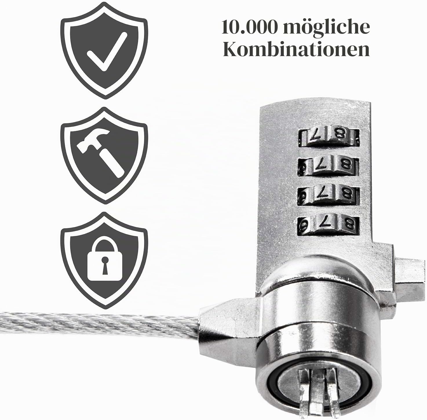 Kensington Style Laptopschloss - 1,8m Zahlenschloss für Notebooks