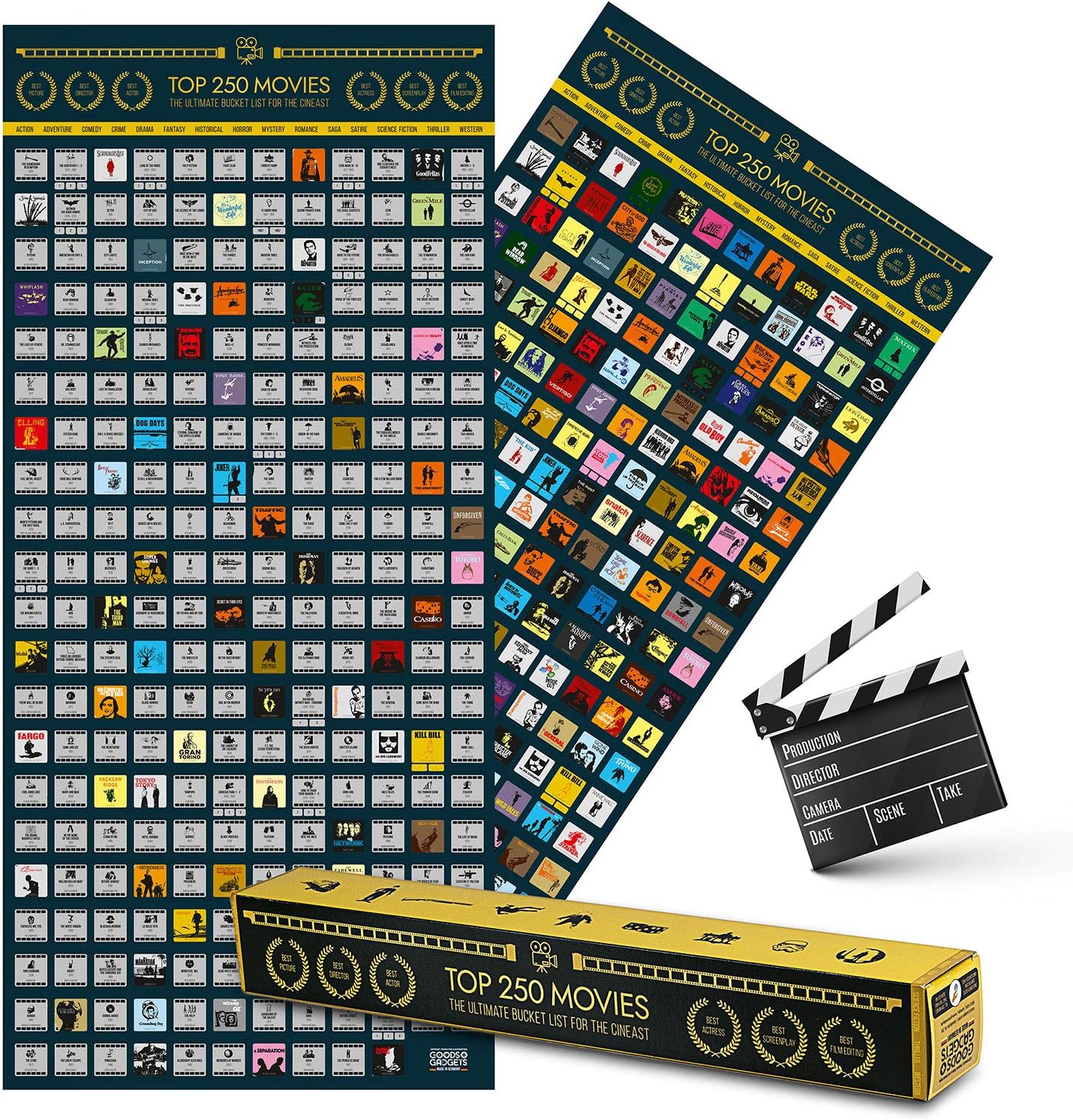 Top 250 Movie Bucket List Scratch Poster XXL - 100x45cm Filmposter
