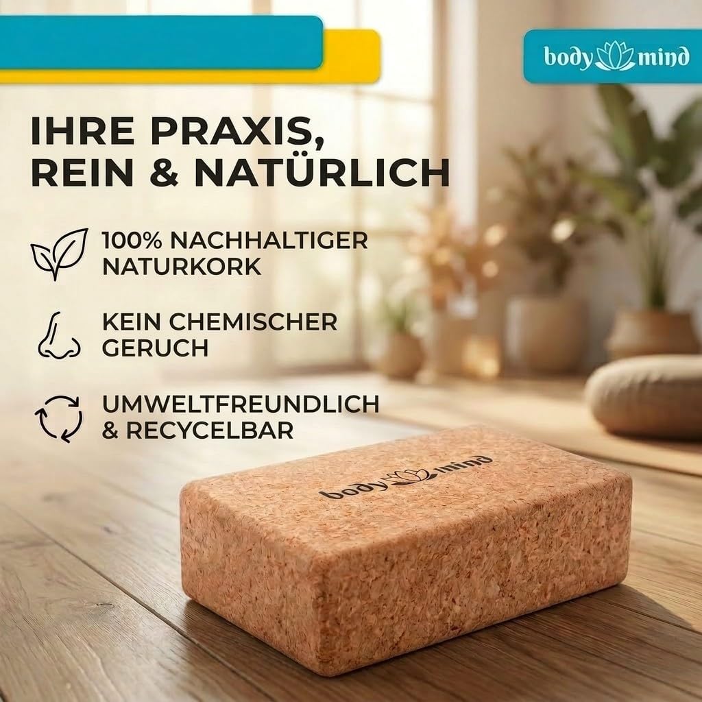 Yoga-Block aus Kork 2er-Set - Rutschfest & Stabil für Ihr Yoga