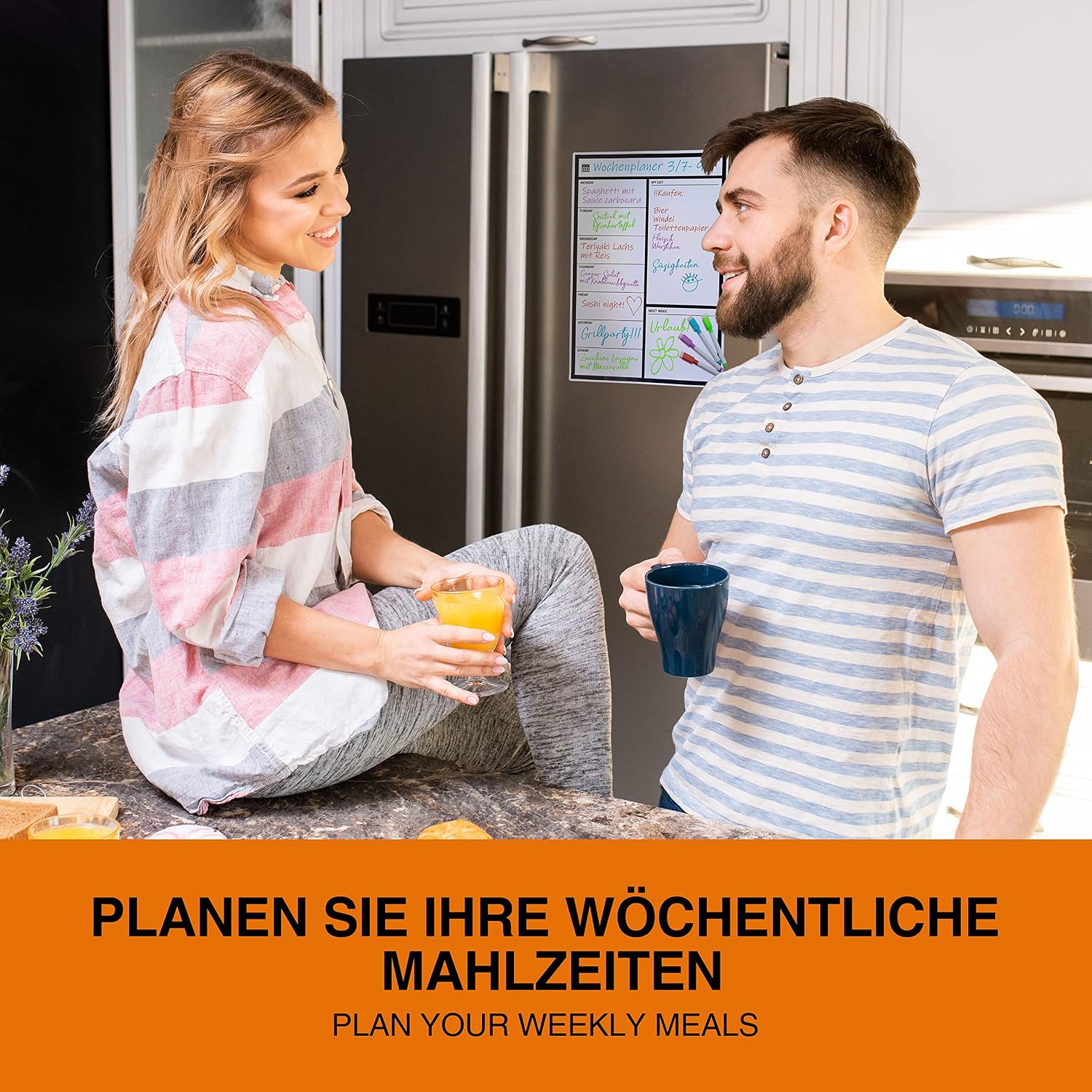 Magnetischer Wochenplaner für Kühlschrank - Whiteboard mit 4 Stiften