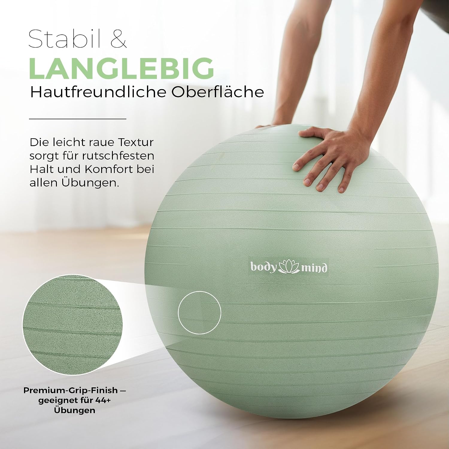 Body & Mind Gymnastikball mit Pumpe - Anti-Burst Pilates & Sitzball