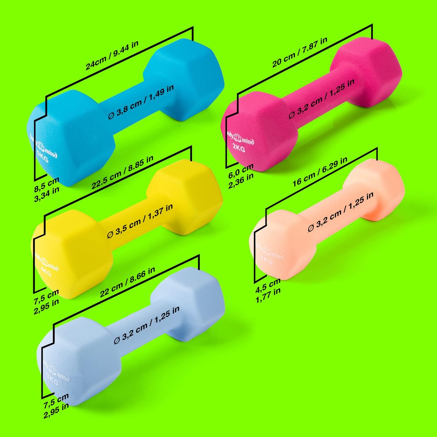 Neopren Hanteln 2er Set – Rutschfeste Hex-Gymnastikhanteln