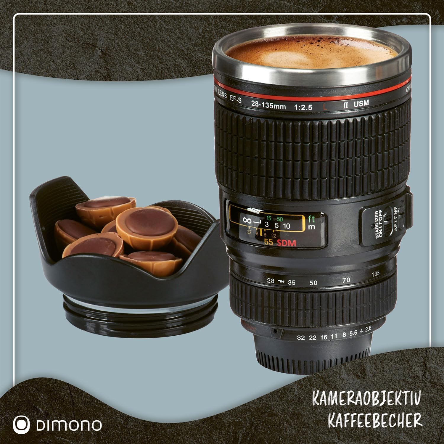 Thermo Tasse Kameraobjektiv Design - 300ml Edelstahl Becher