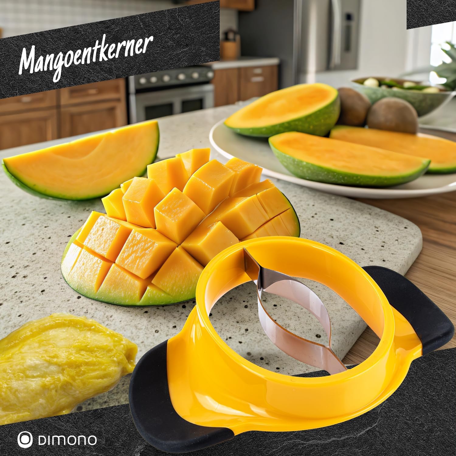 Mangoschneider mit Edelstahlklinge - Mango teilen & entkernen