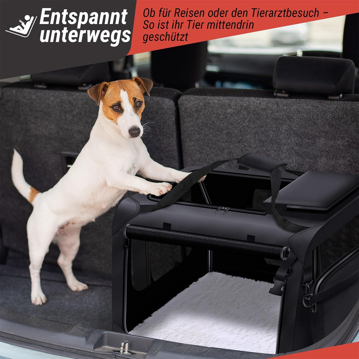 Faltbare Hundetransportbox - Stabile Reise-Hundebox für das Auto