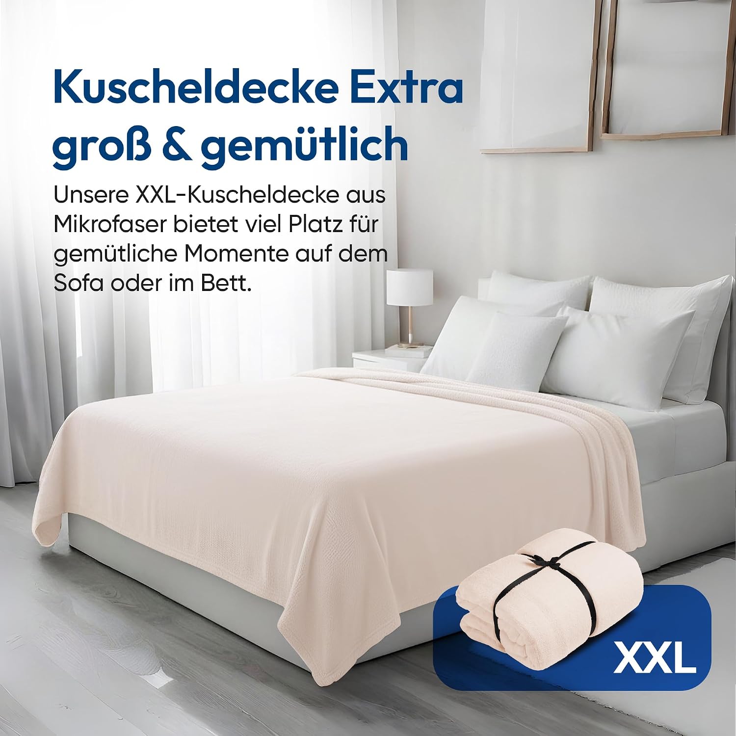 Feluna XXL Kuscheldecke 220x200 cm – Kuschelweiche Wohndecke Grau