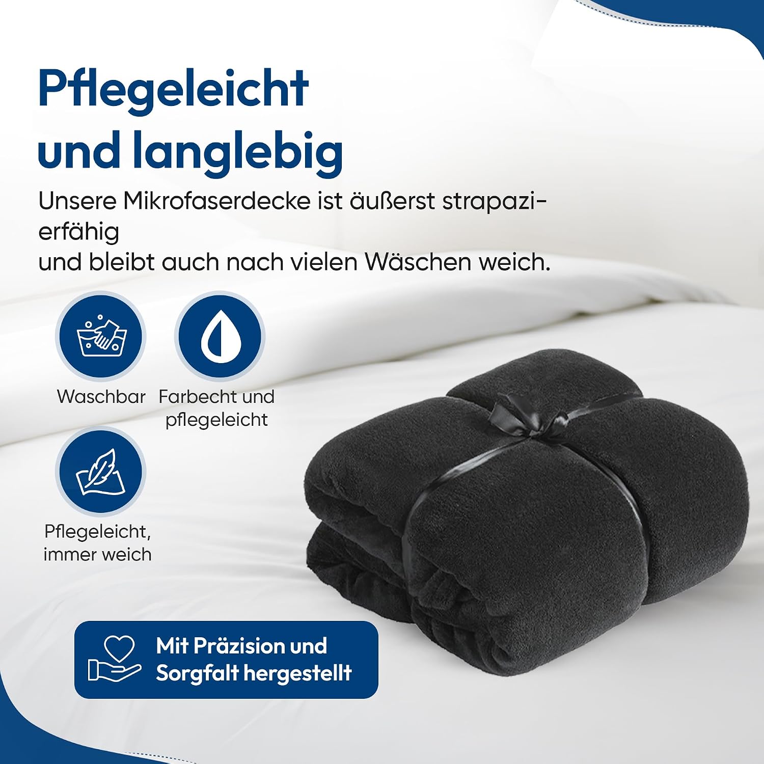 Feluna XXL Kuscheldecke 220x200 cm – Kuschelweiche Wohndecke Grau