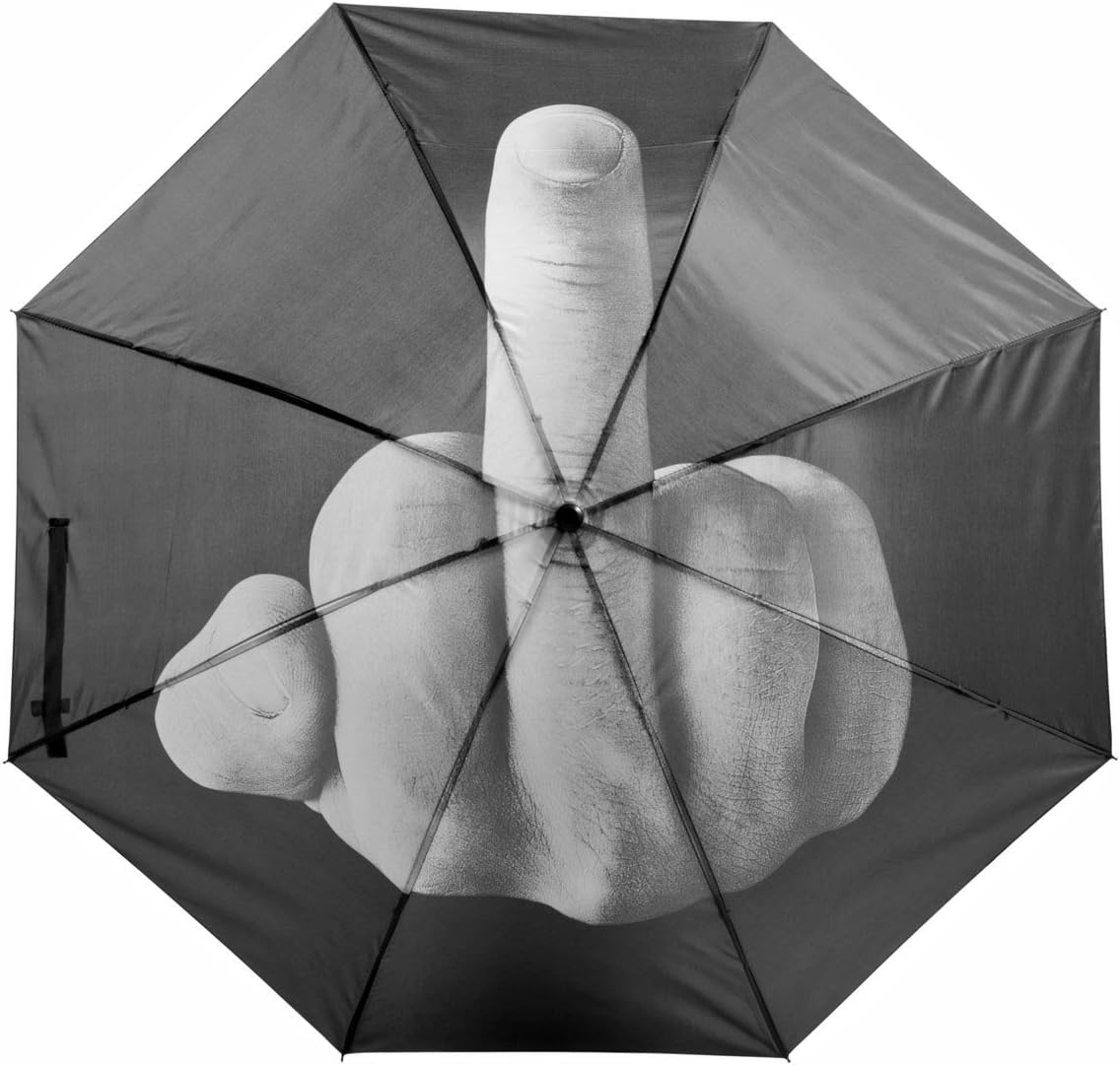 Mittelfinger Regenschirm - Sturmfester Taschenschirm mit Automatik