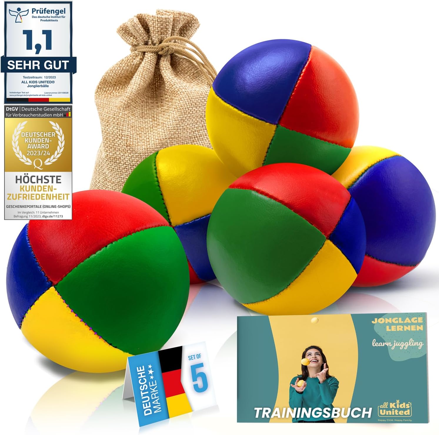 Jonglierbälle 5er Set – Profi Juggling Balls für Anfänger & Profis