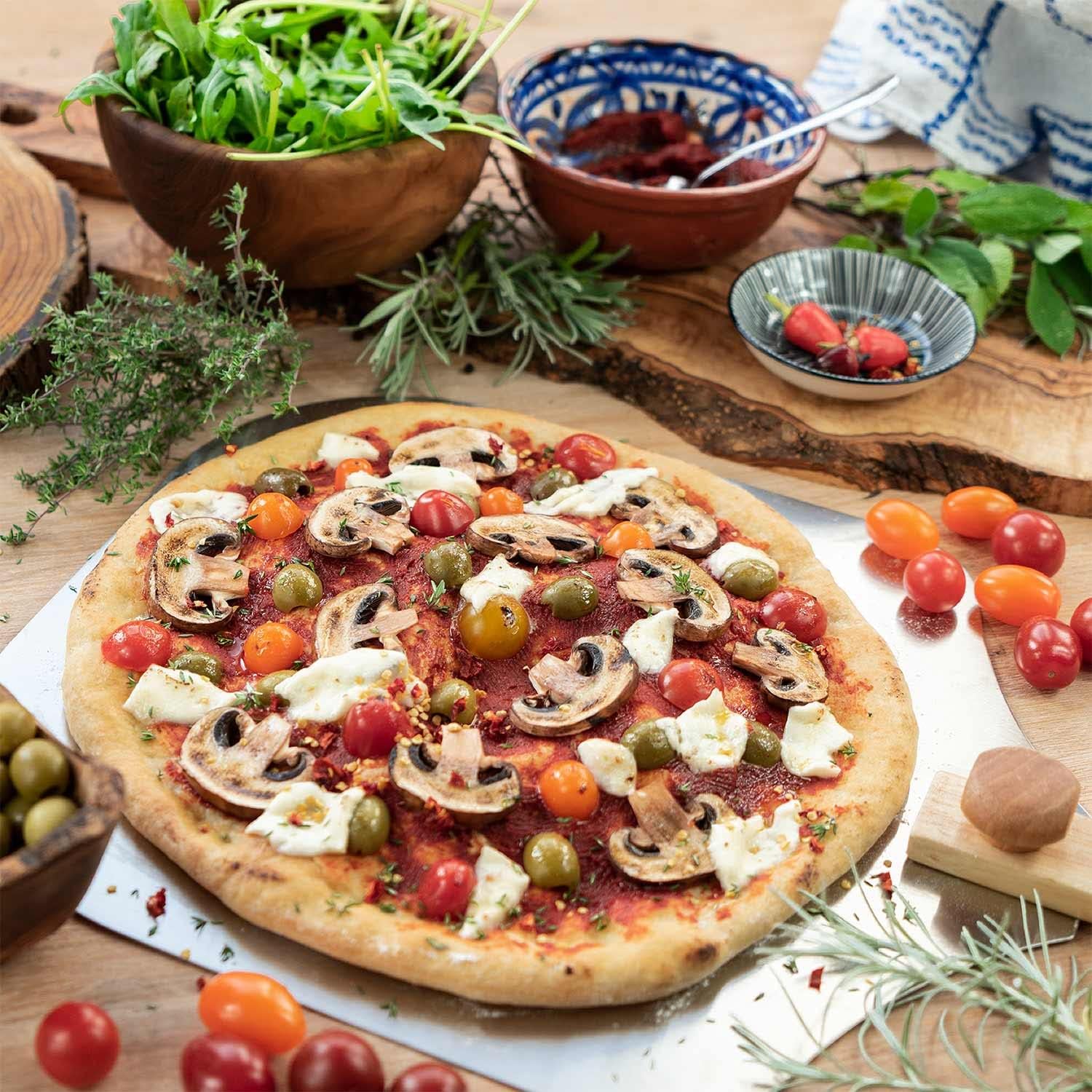 Klappbare Pizzaschaufel mit Holzgriff & Aluminium-Schaufel