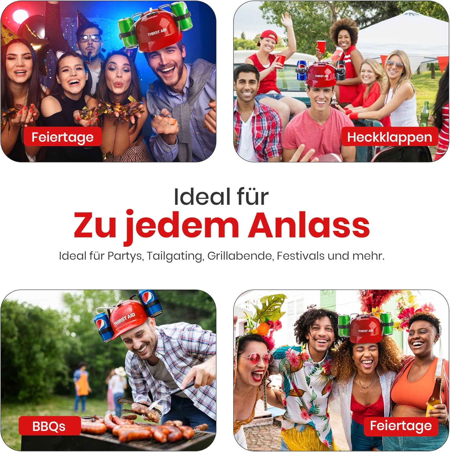 Bierhelm - Saufhelm für JGA & Party - 2 Dosenhalterung