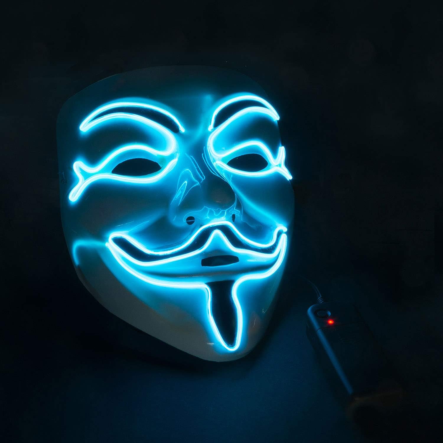 LED Anonymous Maske - Leuchtende Guy Fawkes V für Vendetta Maske