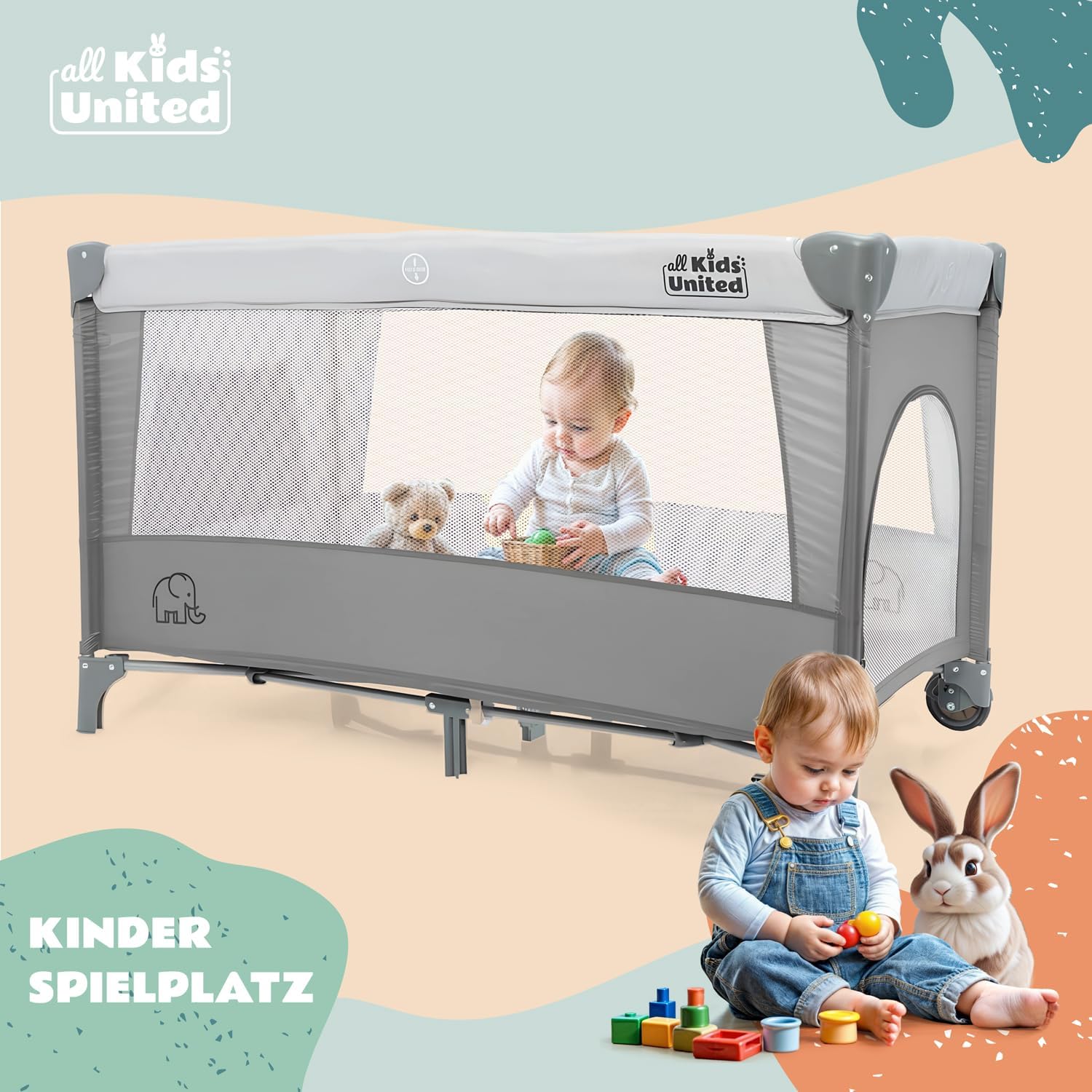 Baby Reisebett mit Wickelauflage & Mobile - Faltbar & Kompakt