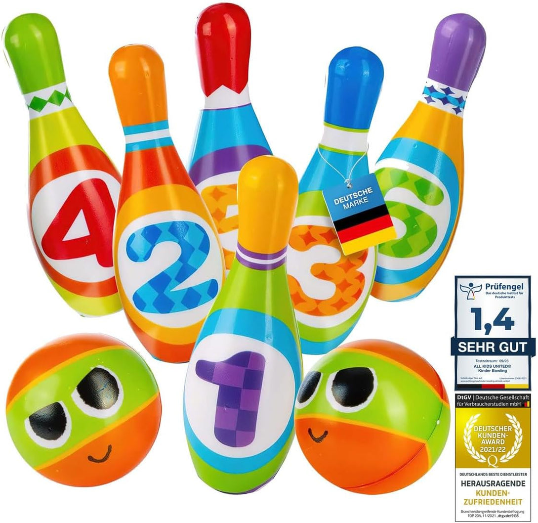 XXL Bowling Set für Kinder - 10 Weiche Kegel & 2 Bälle - Spielzeug