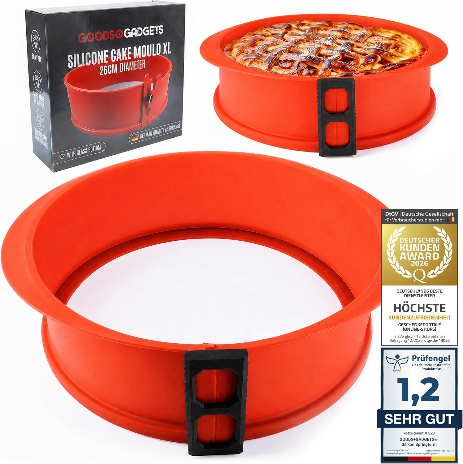 Silikon-Springform 23cm mit Glasboden – Auslaufsicher & Antihaft