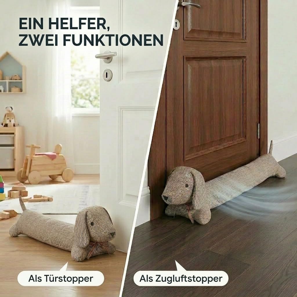 Dackel Zugluftstopper XXL – 93 cm langer, schwerer Türstopper