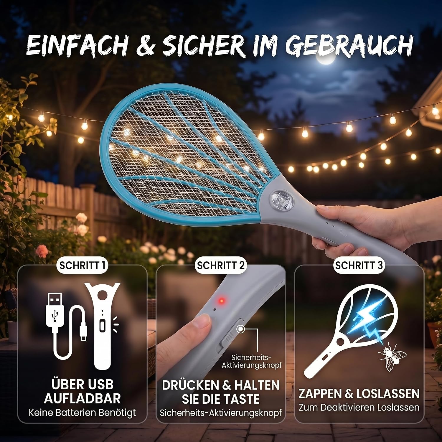 Elektrische Fliegenklatsche - Mücken- & Insektenvernichter