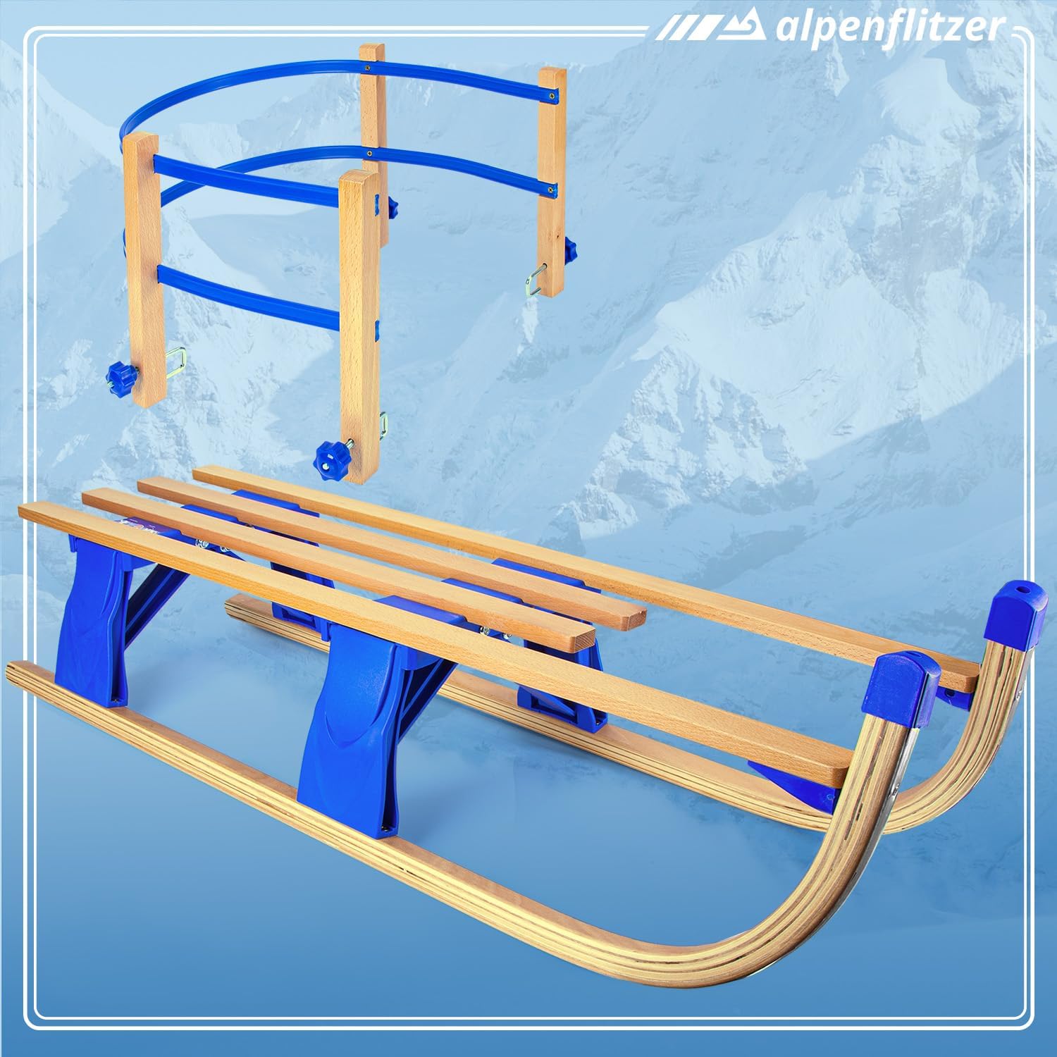 Klappbarer Holzschlitten 110 cm - Robuster Davoser Rodel