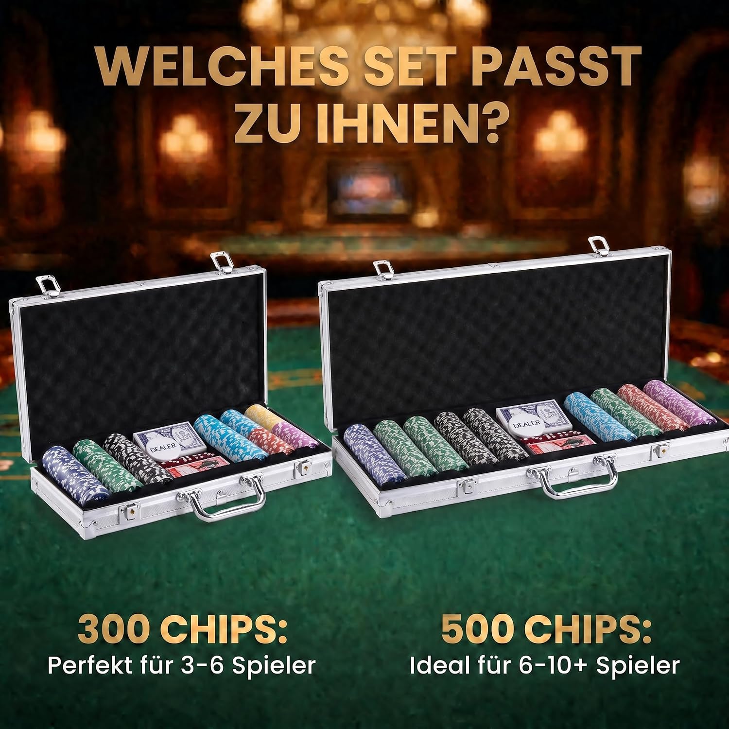 Profi Pokerset mit 500 Chips & Alu-Koffer – Casino-Feeling für Zuhause