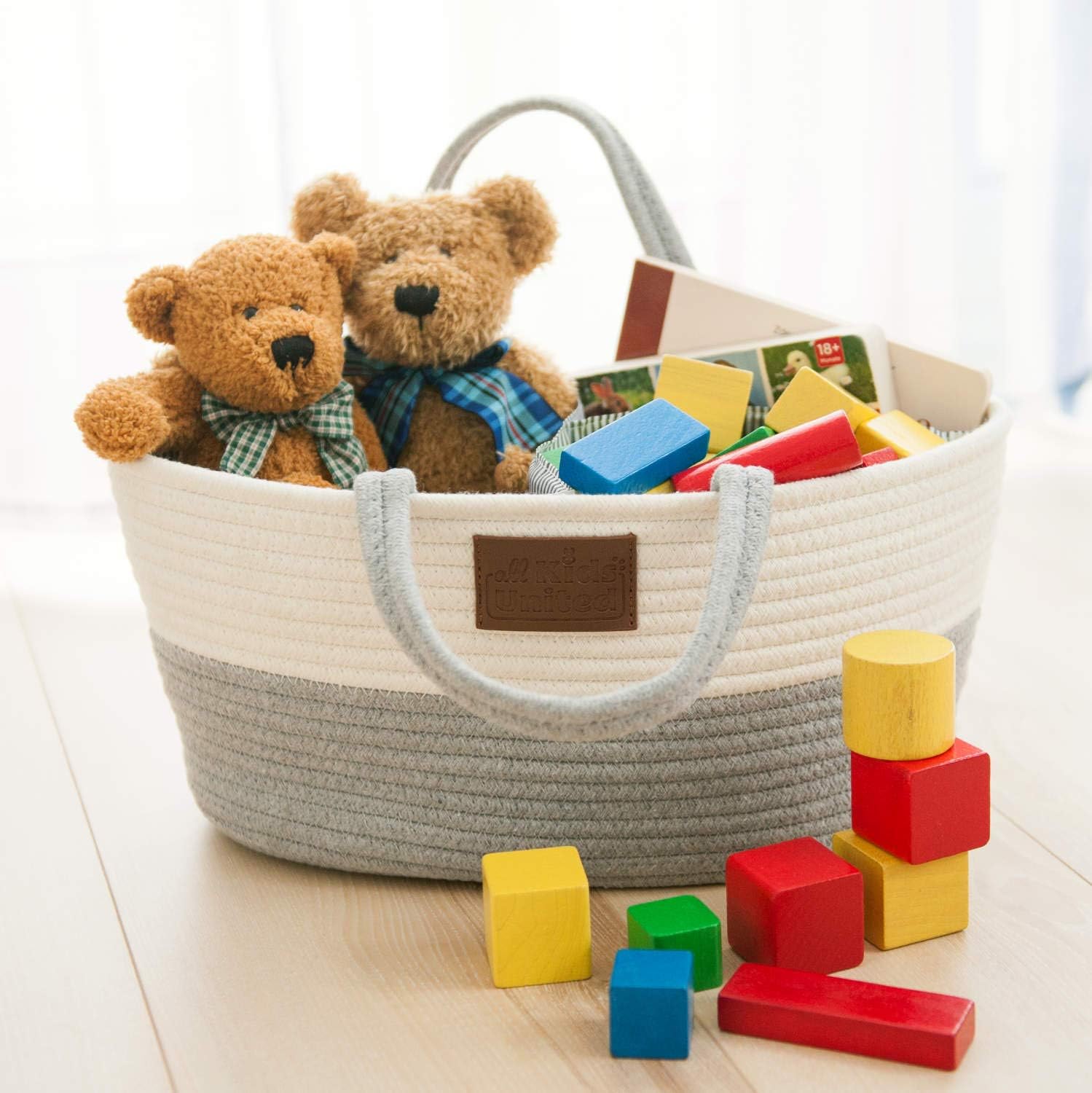 Wickeltasche Baby Organizer - Stabiler Windelkorb aus Leinen