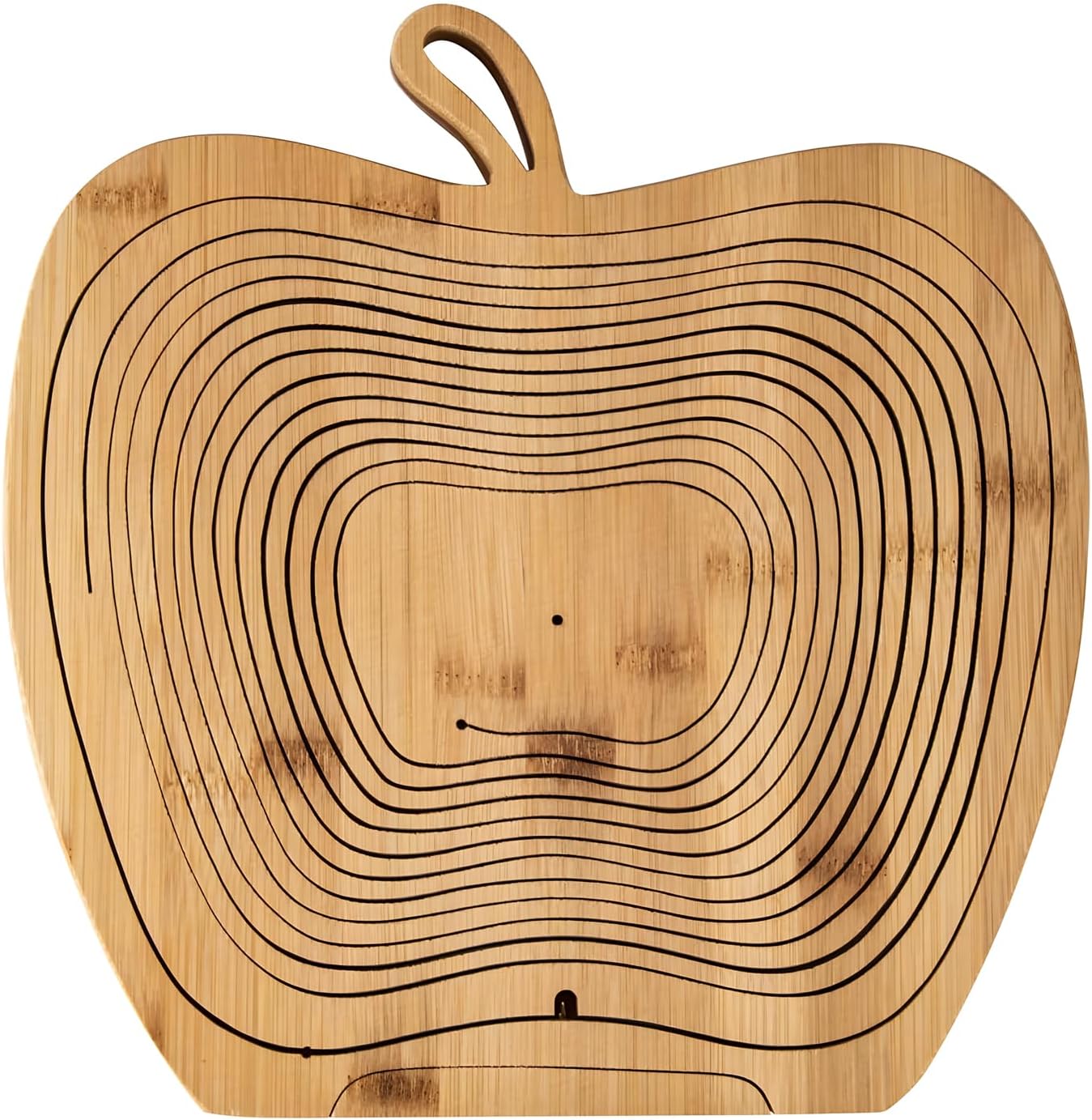 Faltbarer Bambus-Obstkorb im Apfel-Design 3-in-1
