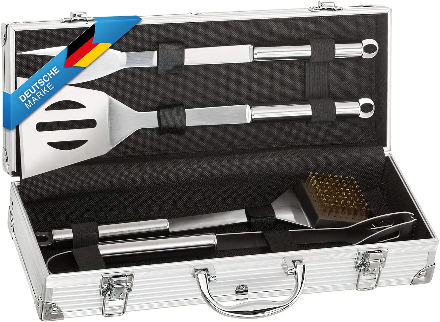 Dimono Grillbesteck-Set 5-teilig im edlen Aluminium-Koffer