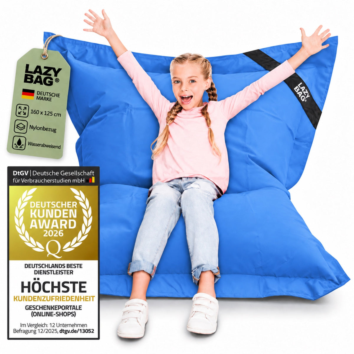 LazyBag Outdoor Sitzsack Junior – Wasserfestes Sitzkissen für Kinder