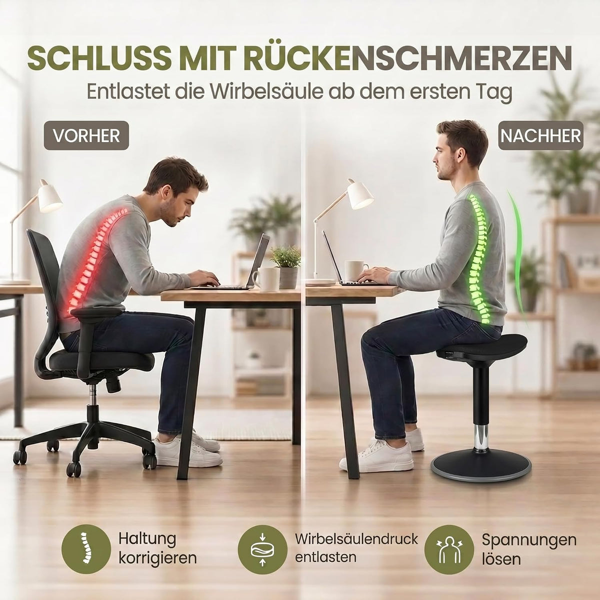 Ergonomischer Stehhocker 35-45cm - Höhenverstellbare Stehhilfe