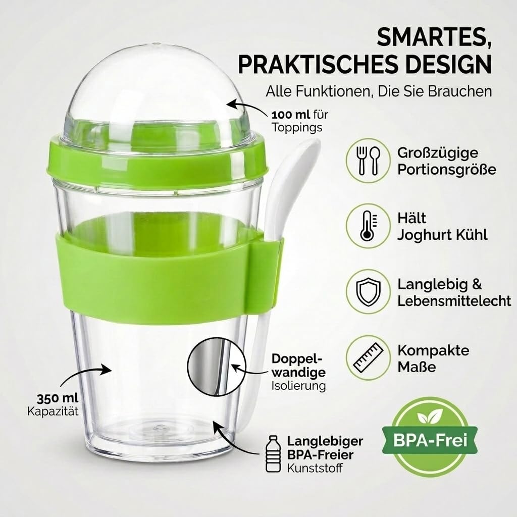 Joghurt- & Müsli-Becher für Unterwegs - 2-in-1 Müsli 2 go Becher Blau