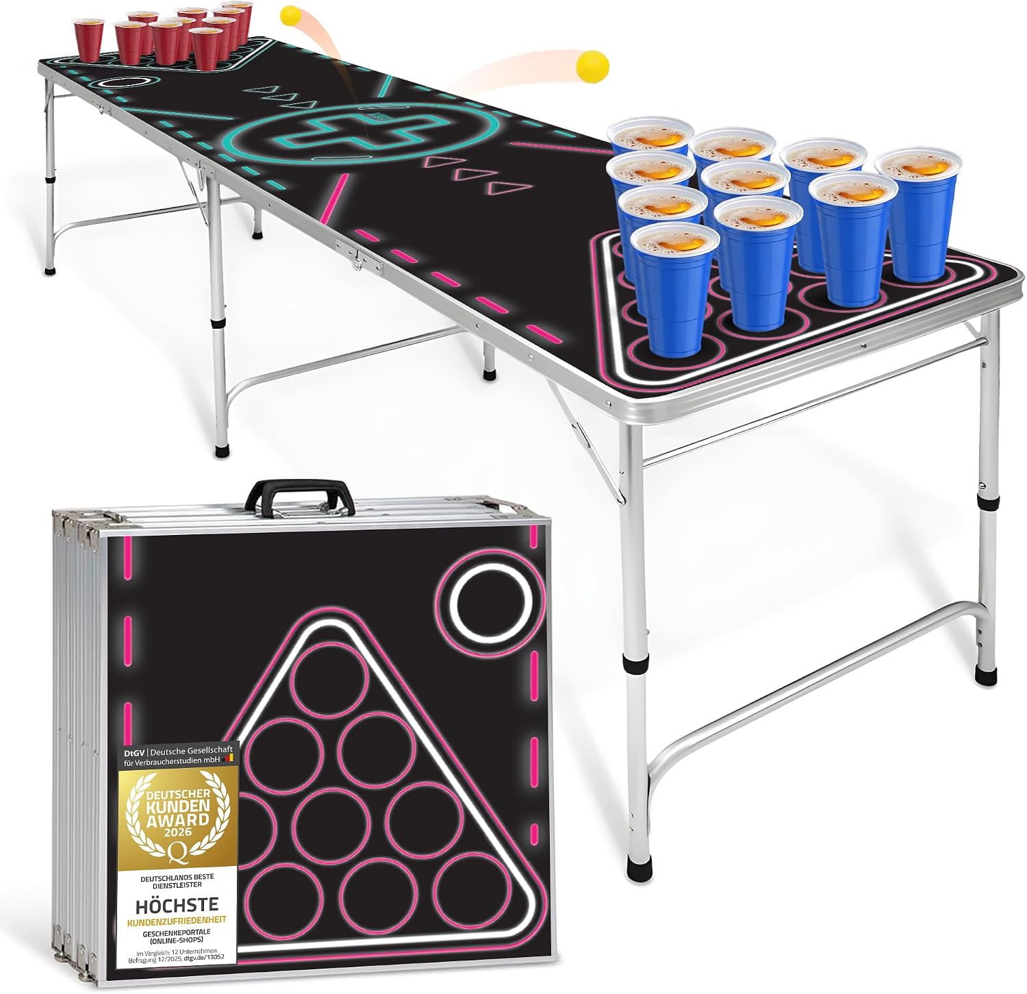 Klappbarer Beer Pong Tisch - Höhenverstellbar & Wasserabweisend
