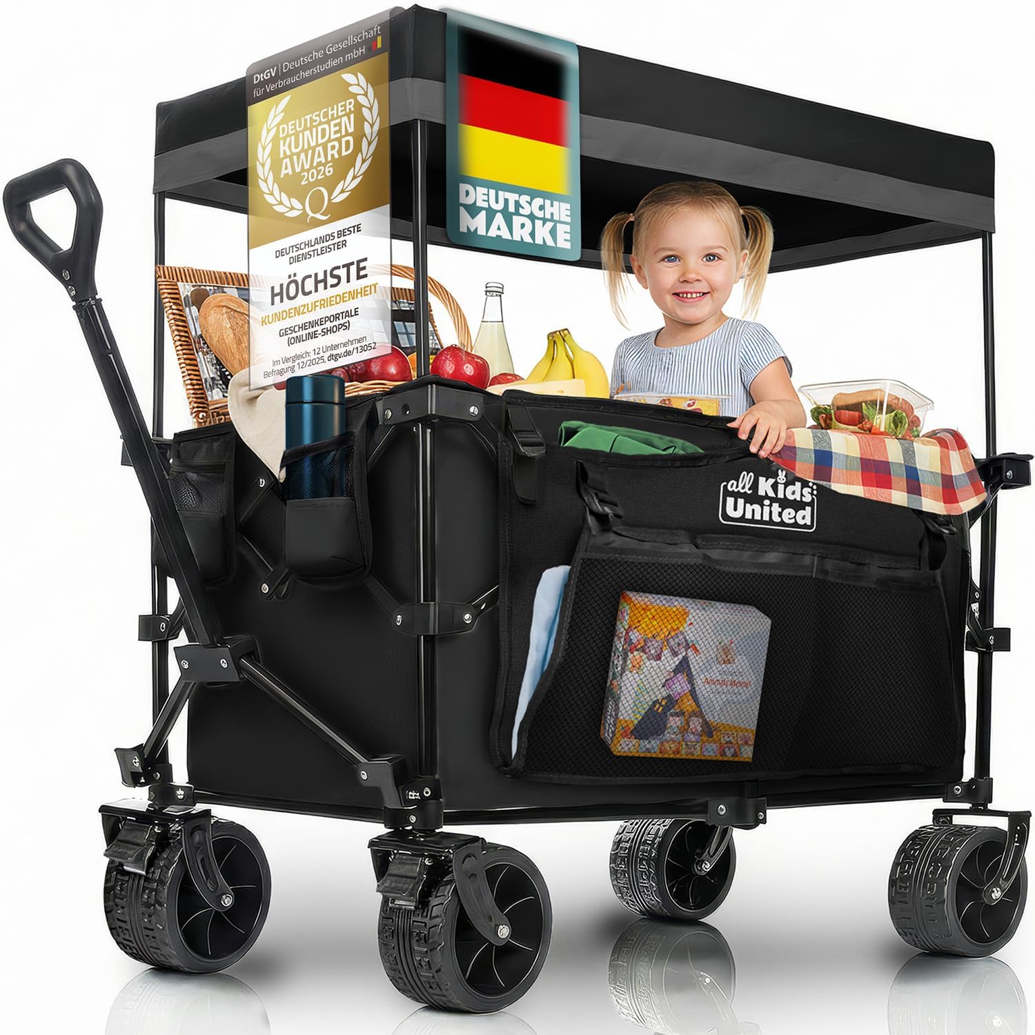 Faltbarer Bollerwagen - Strand-Buggy mit XXL Rädern & Bremse
