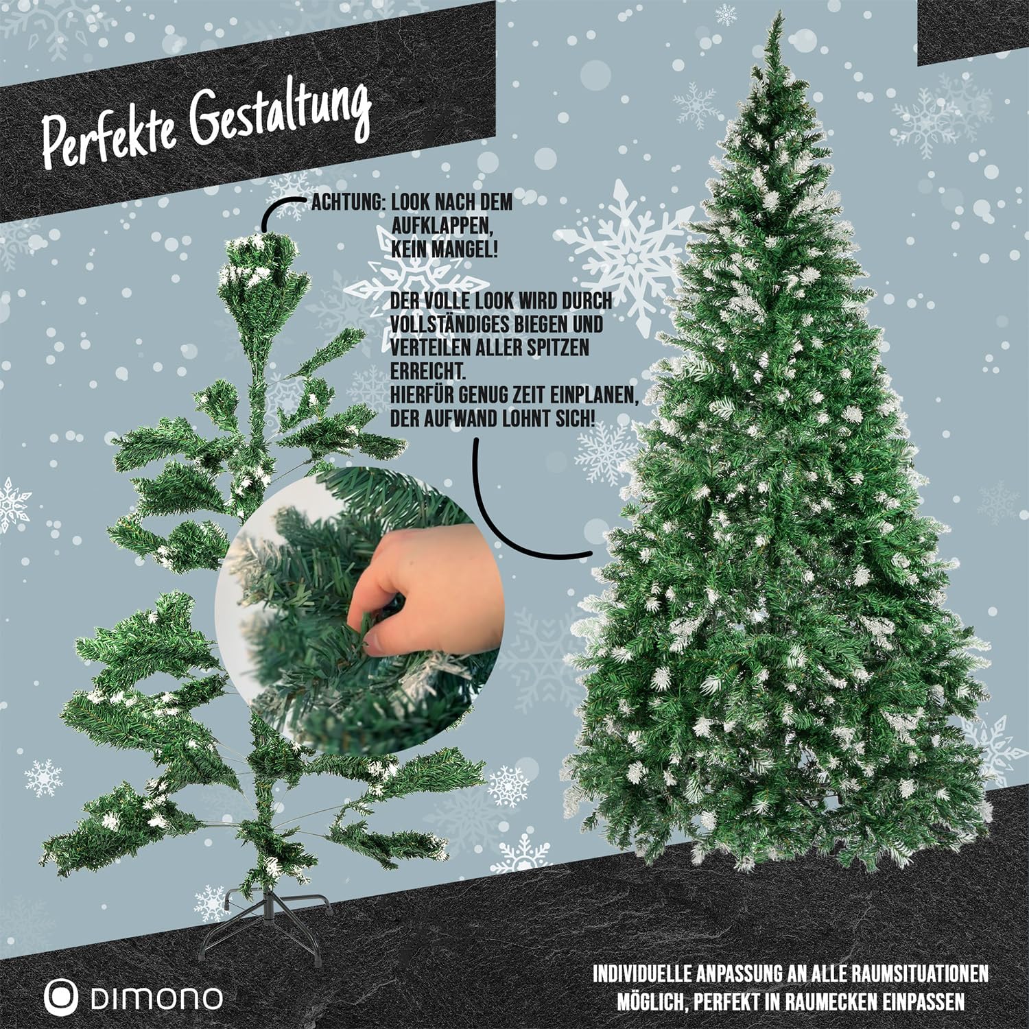 Künstlicher Weihnachtsbaum 180 cm mit Schnee - Dichte Tanne