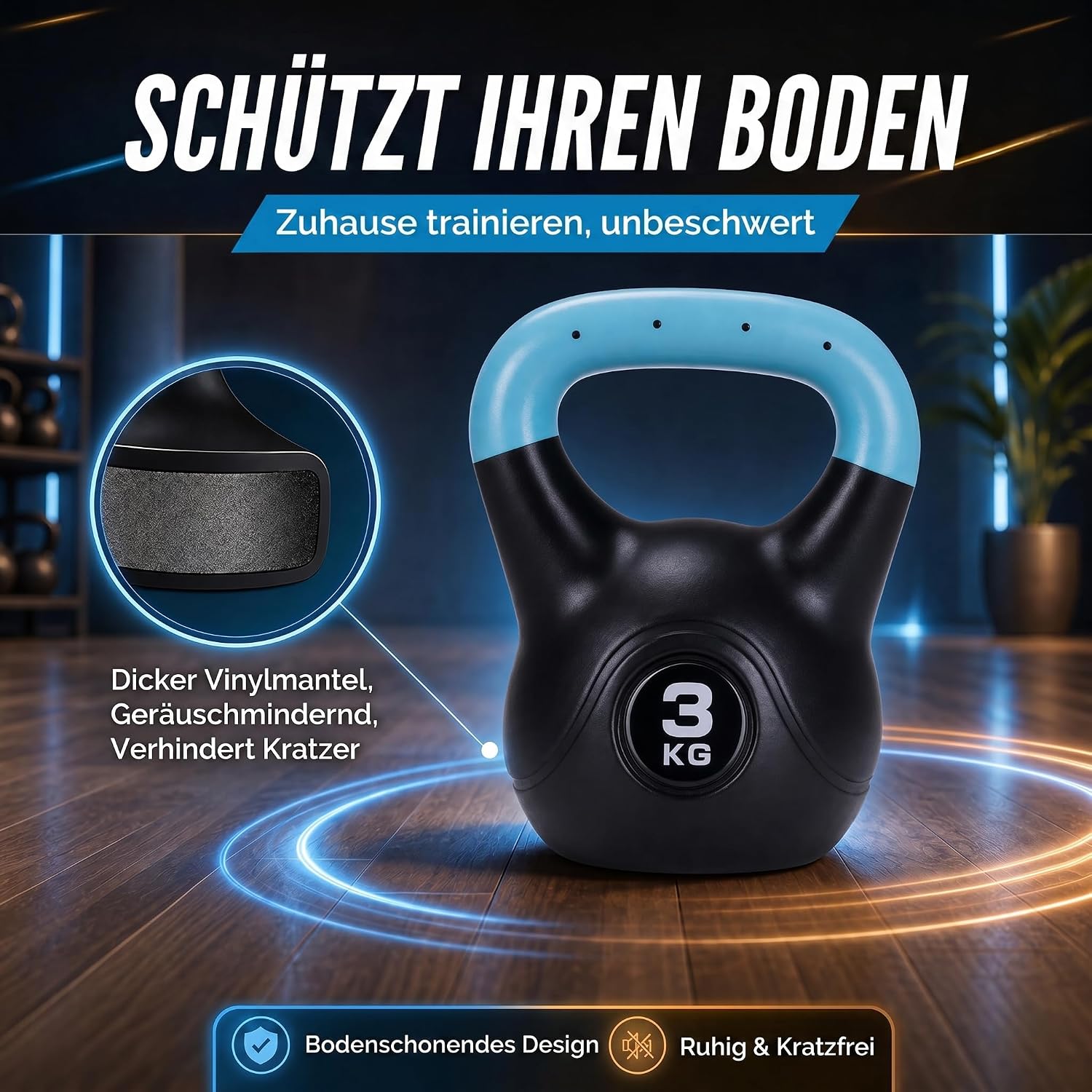 Kettlebell Kugelhantel Deluxe 2-20 kg – Bodenschonendes Krafttraining