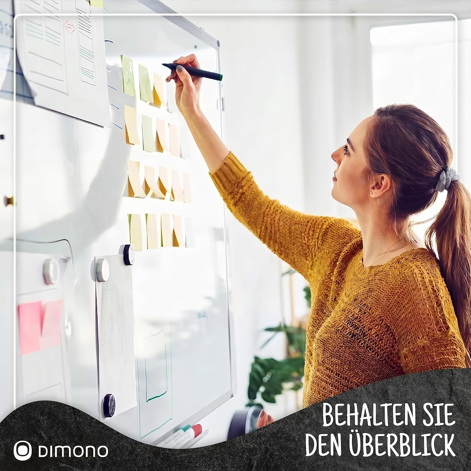 Magnetisches Whiteboard 90x60 cm mit Alurahmen & Ablage