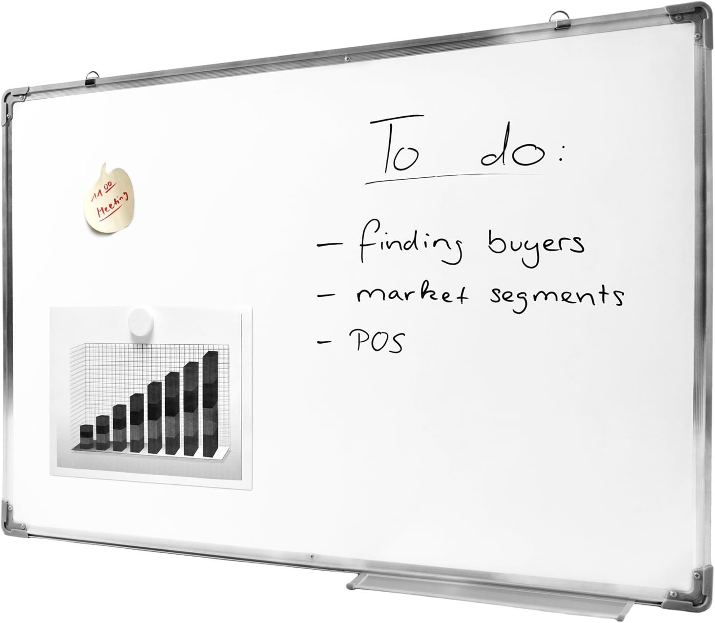 Magnetisches Whiteboard 90x60 cm mit Alurahmen & Ablage