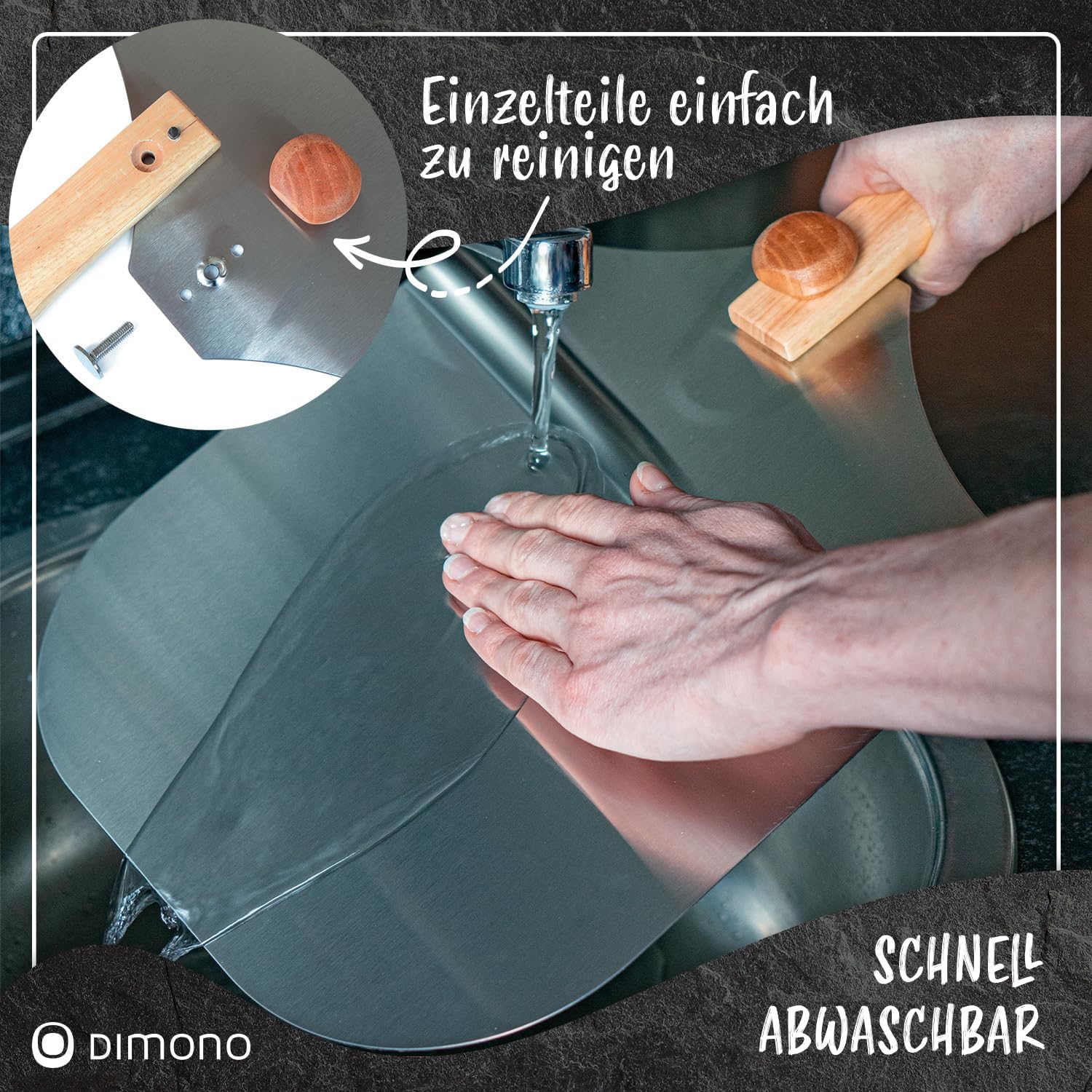 Klappbare Pizzaschaufel mit Holzgriff & Aluminium-Schaufel