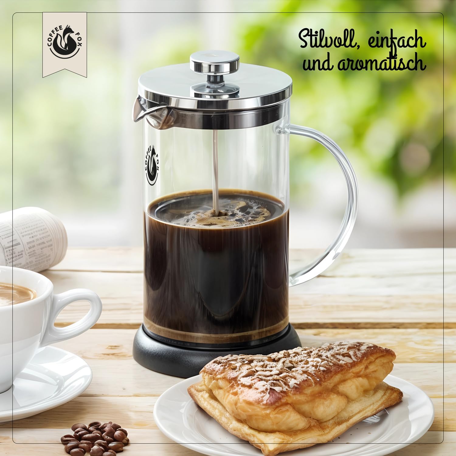 French Press Glas 1L - Kaffeebereiter für intensives Aroma