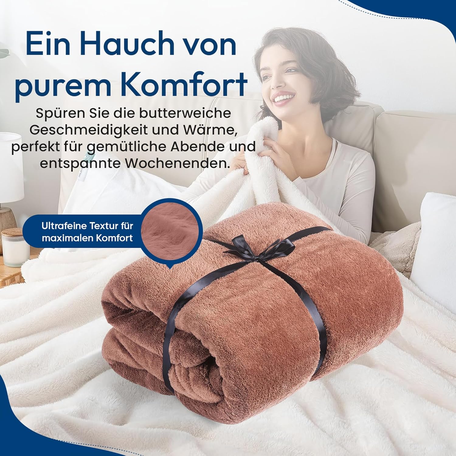 Feluna XXL Kuscheldecke 220x200 cm – Kuschelweiche Wohndecke Grau