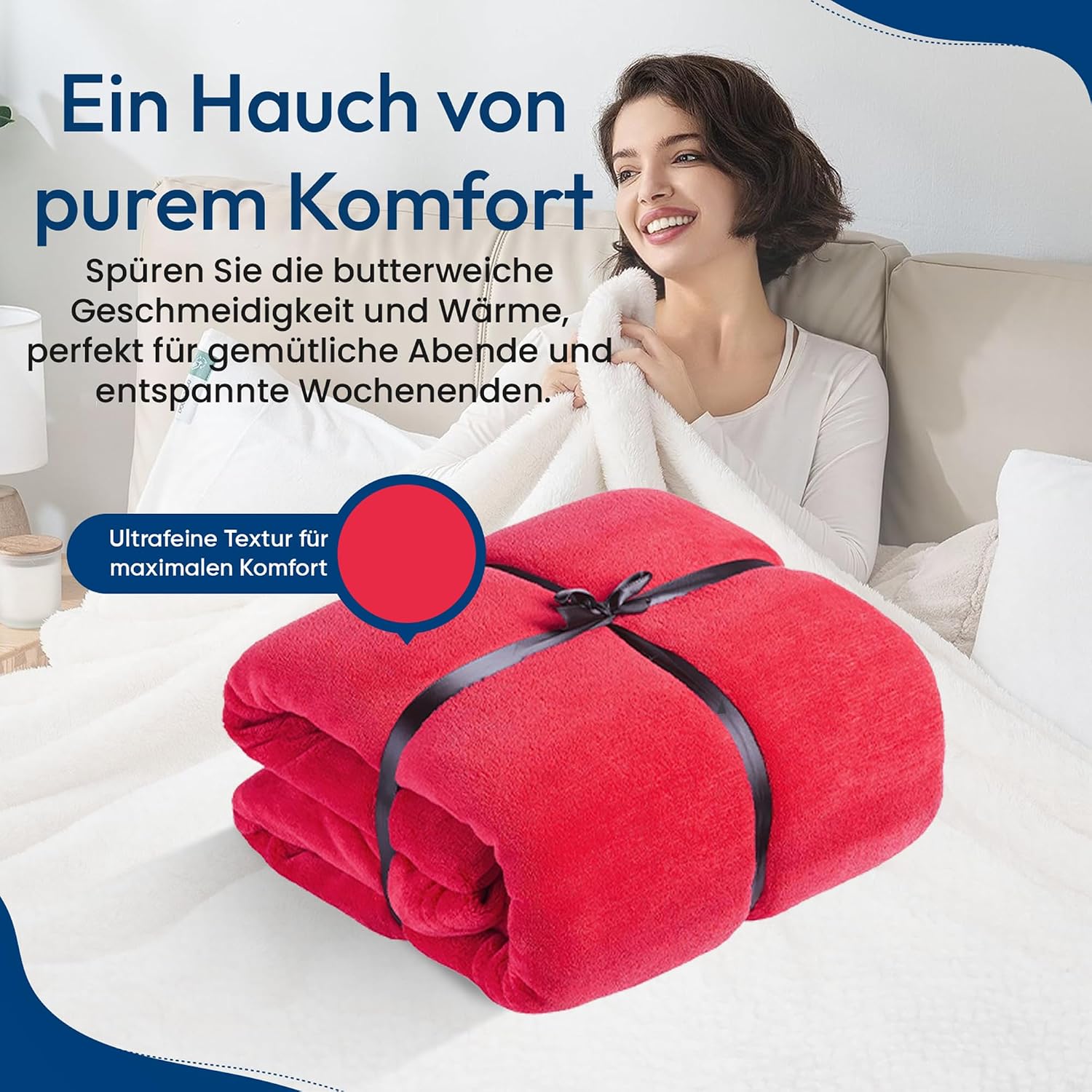 Feluna XXL Kuscheldecke 220x200 cm – Kuschelweiche Wohndecke Grau