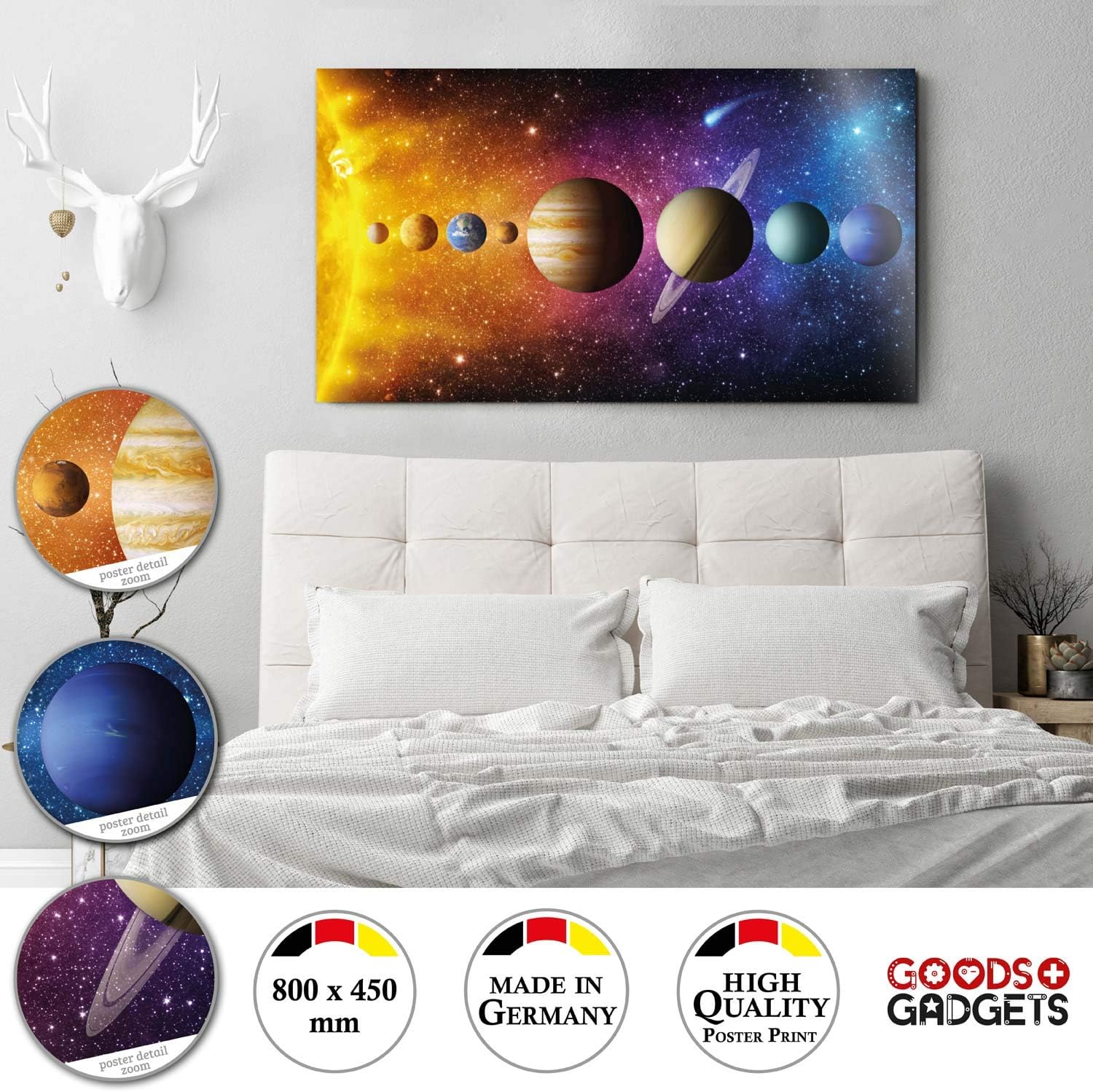 Poster Sonnensystem - Weltall Weltraum Wandbild 80 x 45 cm