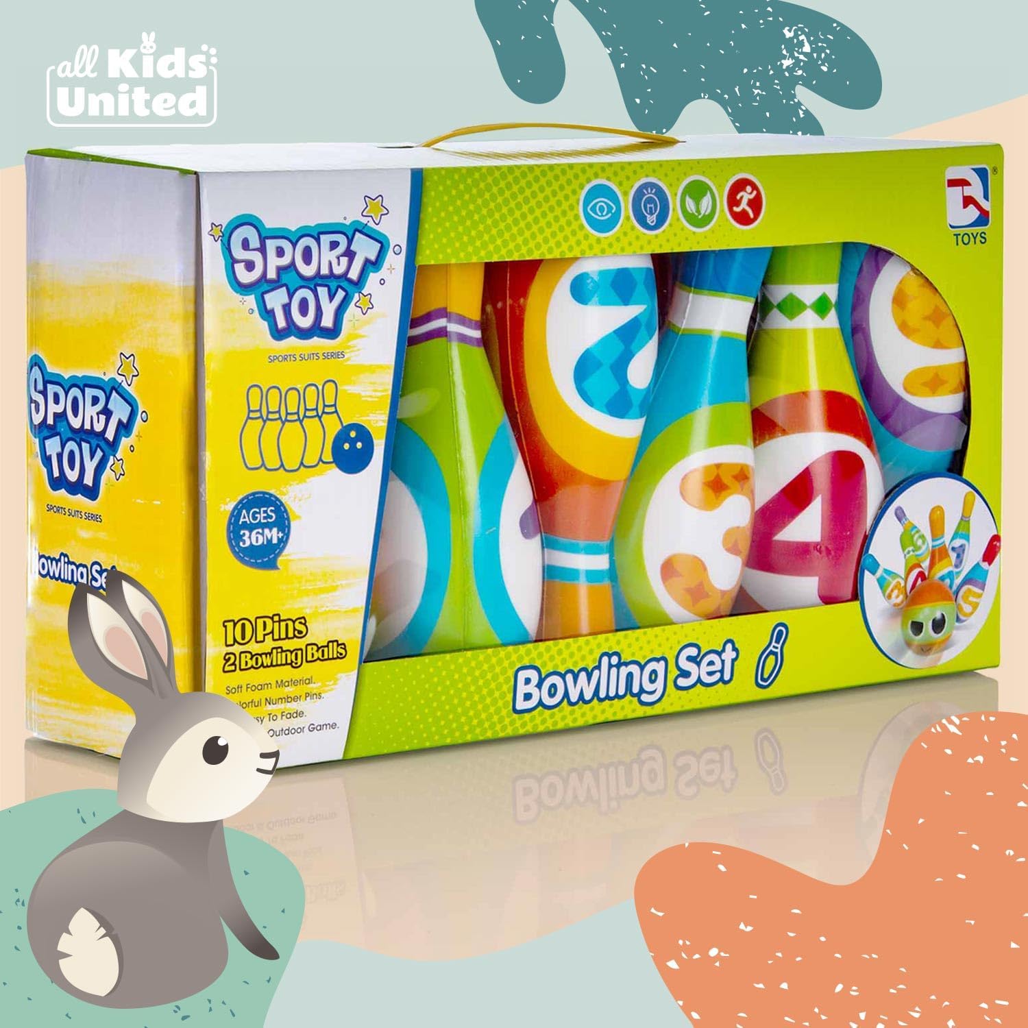 XXL Bowling Set für Kinder - 10 Weiche Kegel & 2 Bälle - Spielzeug