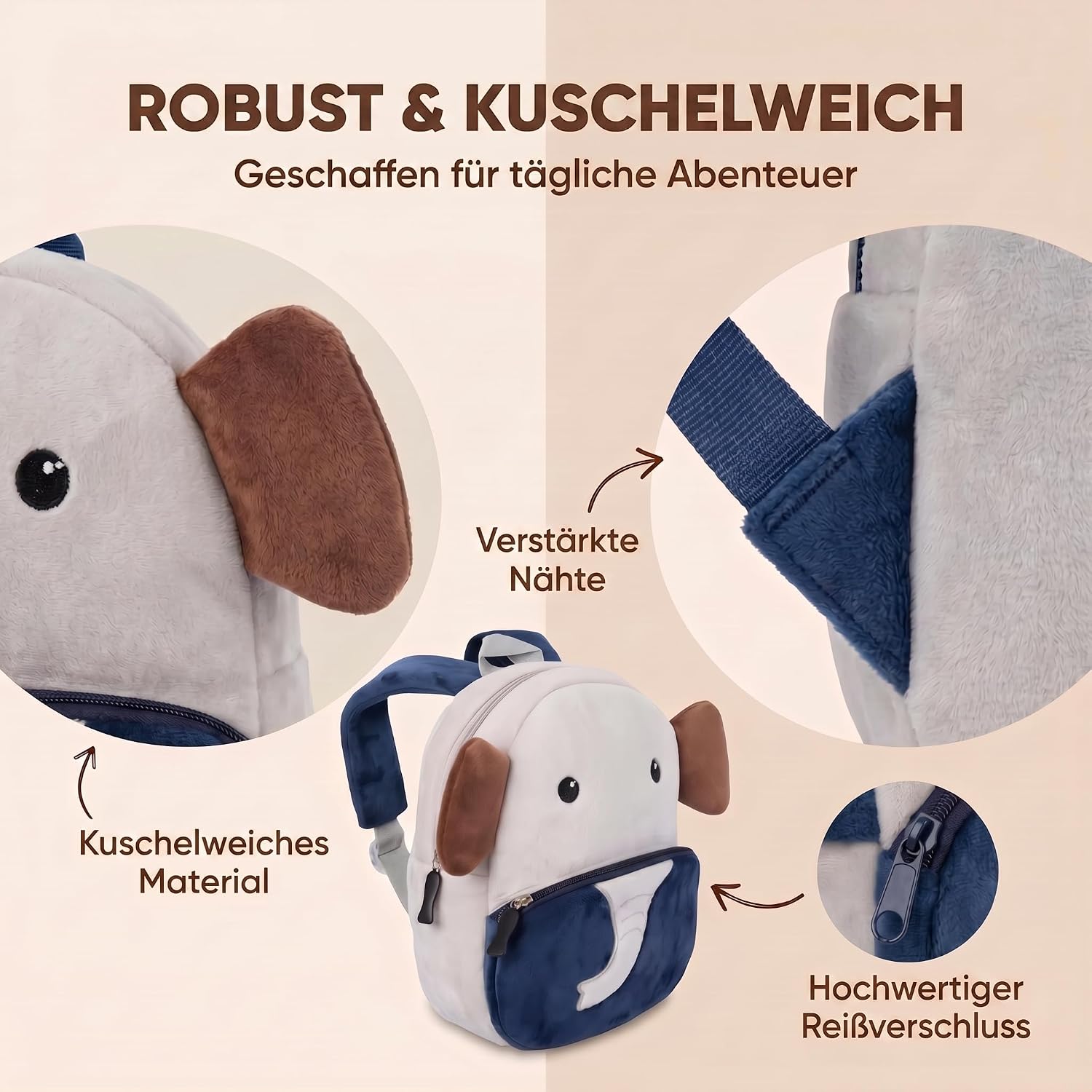 Tier-Kinderrucksack mit Sicherheitsleine für Kleinkinder