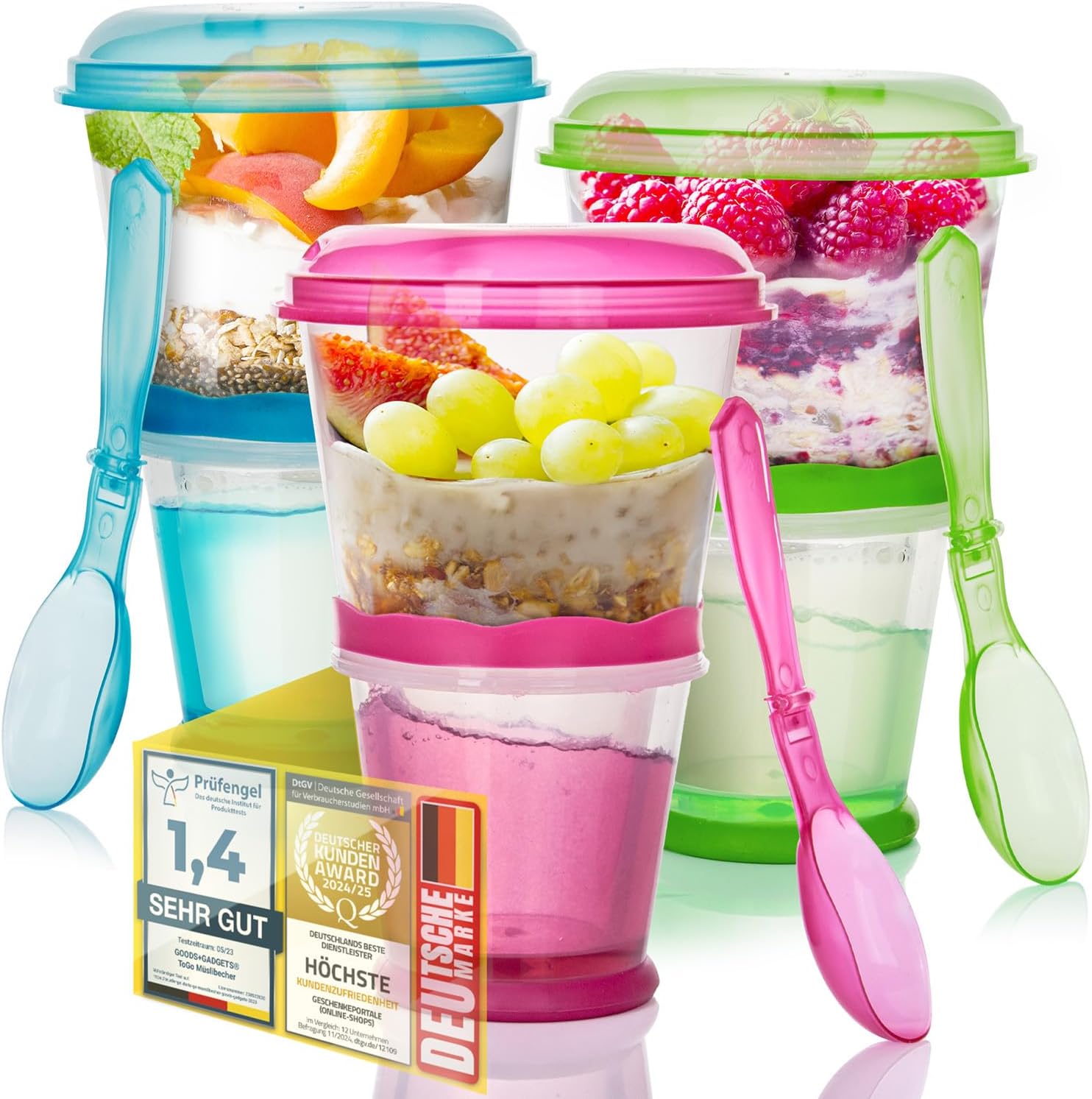 Müsli-to-Go Becher mit Löffel - Dein auslaufsicherer Snack-Begleiter